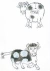‘De koe zonder staart’ door Jenny Dalenoord, Ziezo, 1987. Pen en inkt